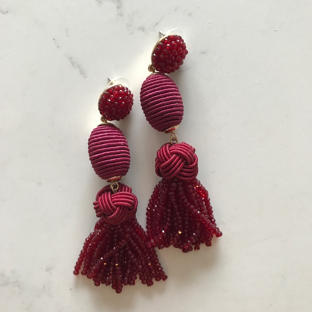 BaubleBar Burgundy Statement Earrings
